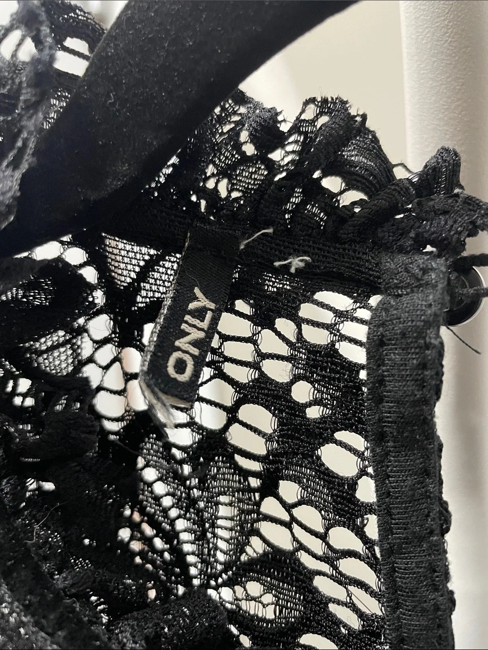 Only Black Lace Ruffle Hem Long Sleeve Blouse - Picture 2 of 5